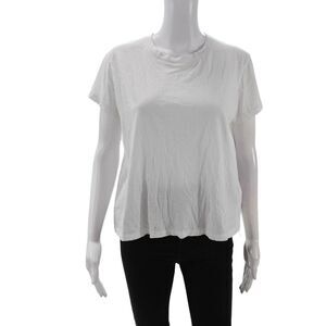 Leallo Women Basic White Cotton Crew Neck Short Sleeve T-Shirt Size S